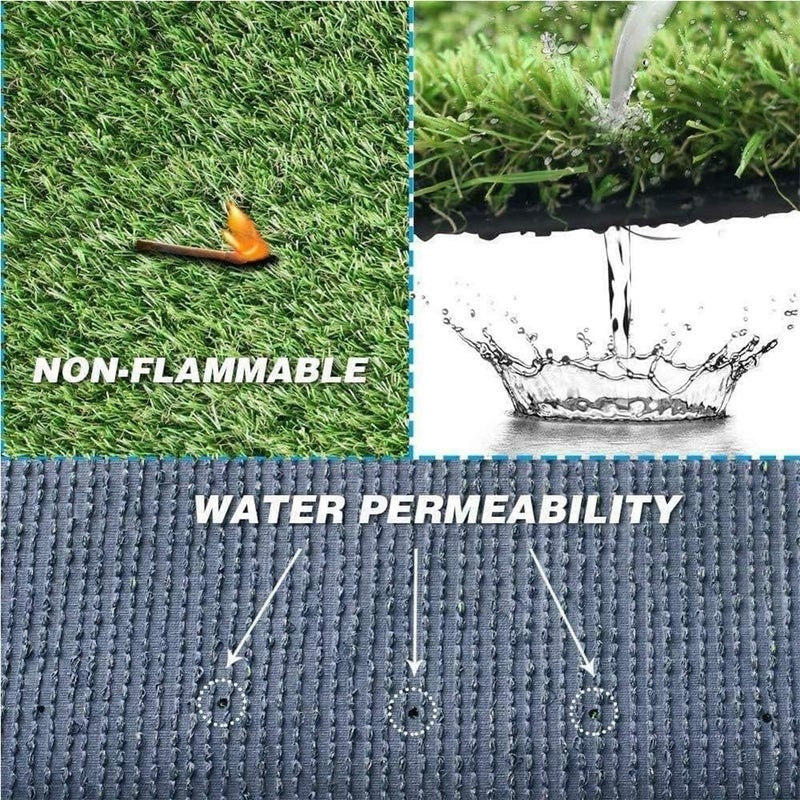 Backontro Store Artificial Grass Turf Lawn Outdoor for Garden Balcony Landscape,Astroturf Rug with Drainage Holes,Realistic and Thick Fake Faux Grass Mat,Synthetic Grass Rug Carpet for Patio,Backyard,3ftx5ft - Image 3